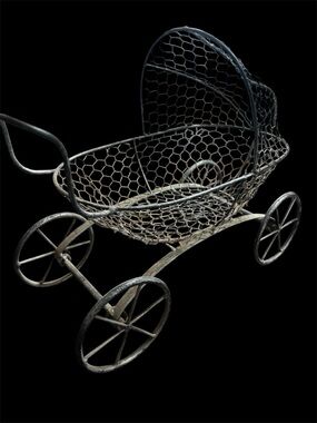 Metal and chicken wire carriage.